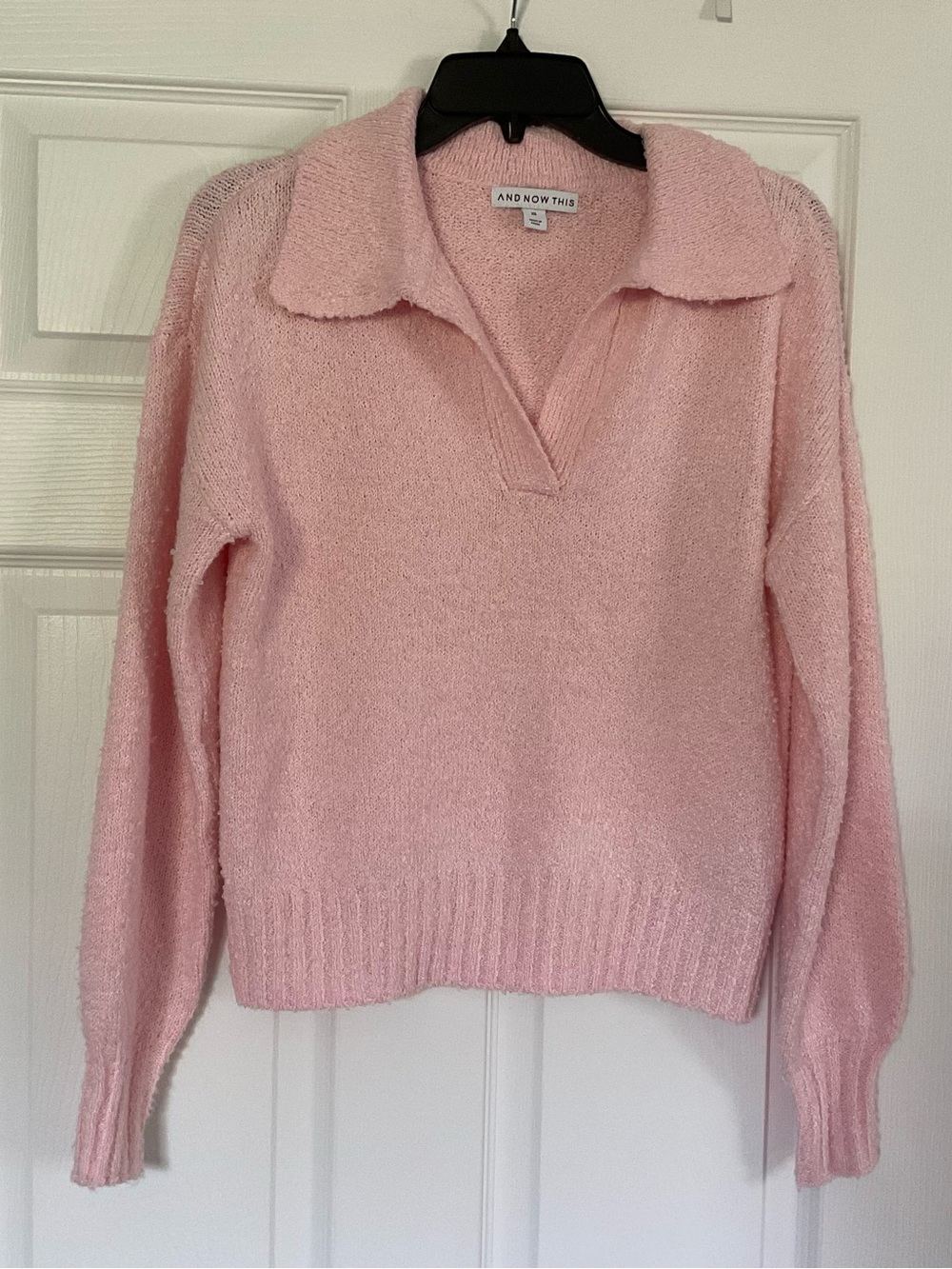 And Now This Soft Pink V-Neck Collared Sweater